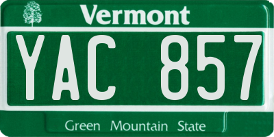 VT license plate YAC857