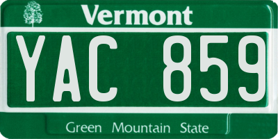 VT license plate YAC859
