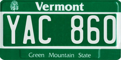 VT license plate YAC860