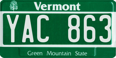 VT license plate YAC863