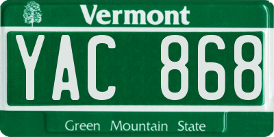 VT license plate YAC868