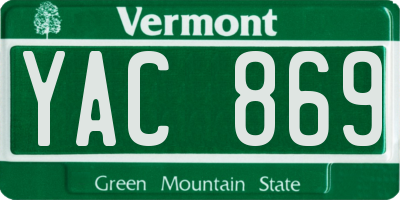 VT license plate YAC869