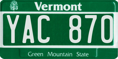 VT license plate YAC870