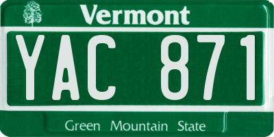 VT license plate YAC871
