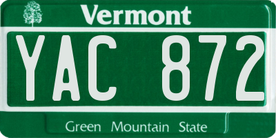VT license plate YAC872