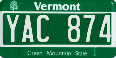 VT license plate YAC874