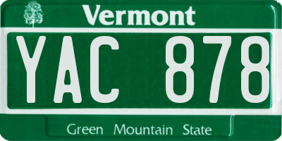 VT license plate YAC878