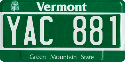 VT license plate YAC881