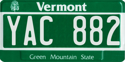 VT license plate YAC882