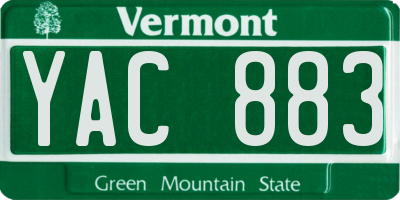 VT license plate YAC883