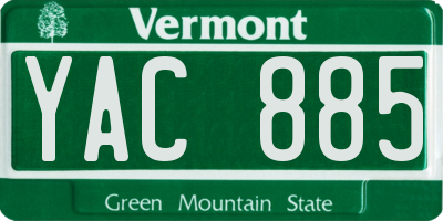 VT license plate YAC885