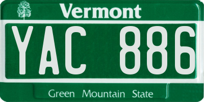 VT license plate YAC886