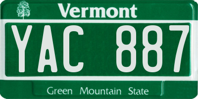VT license plate YAC887