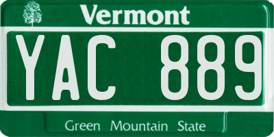 VT license plate YAC889