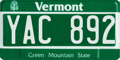 VT license plate YAC892