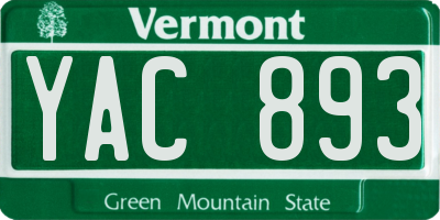 VT license plate YAC893