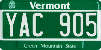 VT license plate YAC905