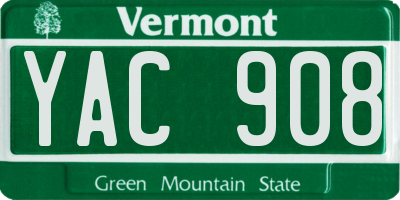 VT license plate YAC908