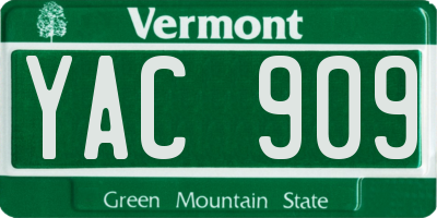 VT license plate YAC909