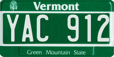 VT license plate YAC912