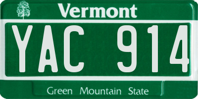 VT license plate YAC914