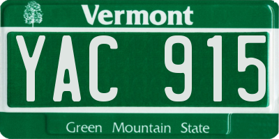 VT license plate YAC915