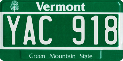 VT license plate YAC918