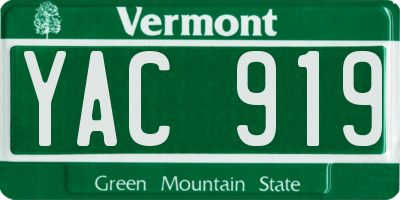 VT license plate YAC919