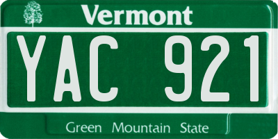 VT license plate YAC921