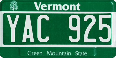 VT license plate YAC925