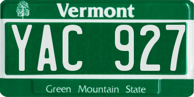 VT license plate YAC927