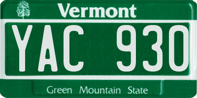 VT license plate YAC930