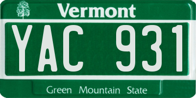 VT license plate YAC931