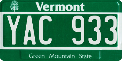 VT license plate YAC933