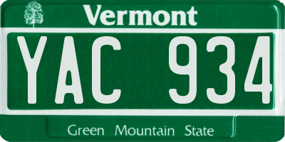 VT license plate YAC934
