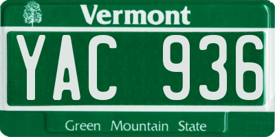 VT license plate YAC936