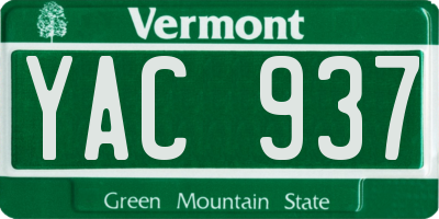 VT license plate YAC937