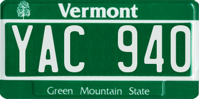 VT license plate YAC940