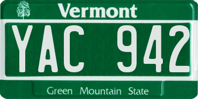 VT license plate YAC942