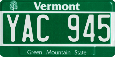 VT license plate YAC945