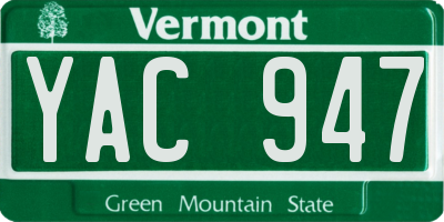 VT license plate YAC947