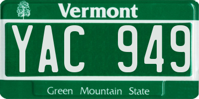VT license plate YAC949