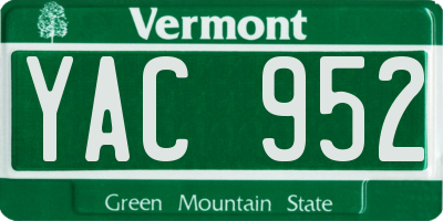 VT license plate YAC952