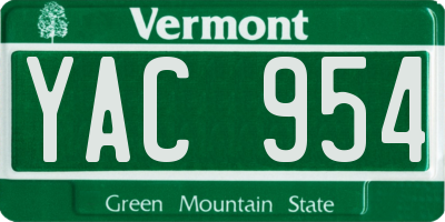 VT license plate YAC954