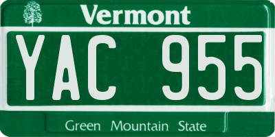 VT license plate YAC955