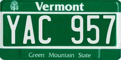VT license plate YAC957