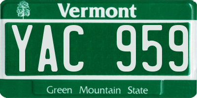 VT license plate YAC959