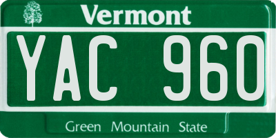 VT license plate YAC960