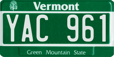 VT license plate YAC961
