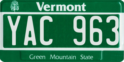 VT license plate YAC963